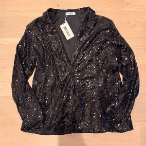 Saint Genies Black Sequin Blazer Jacket